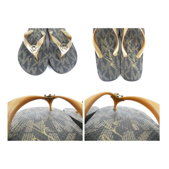 Michael Kors Brown Gold Flip Flops Size 8 - Picture 10 of 10
